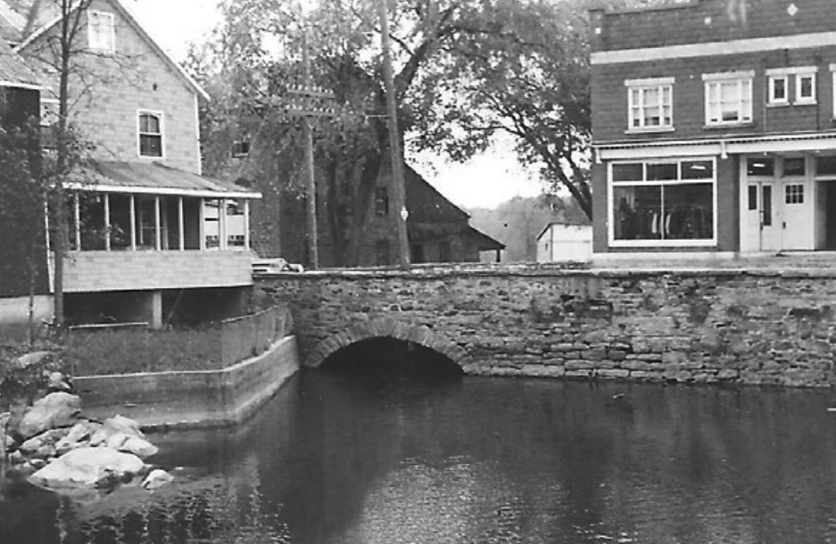 The Old Stone Bridge at Delta — the limestone road bridge adjacent to the Old Stone Mill, built c. 1870