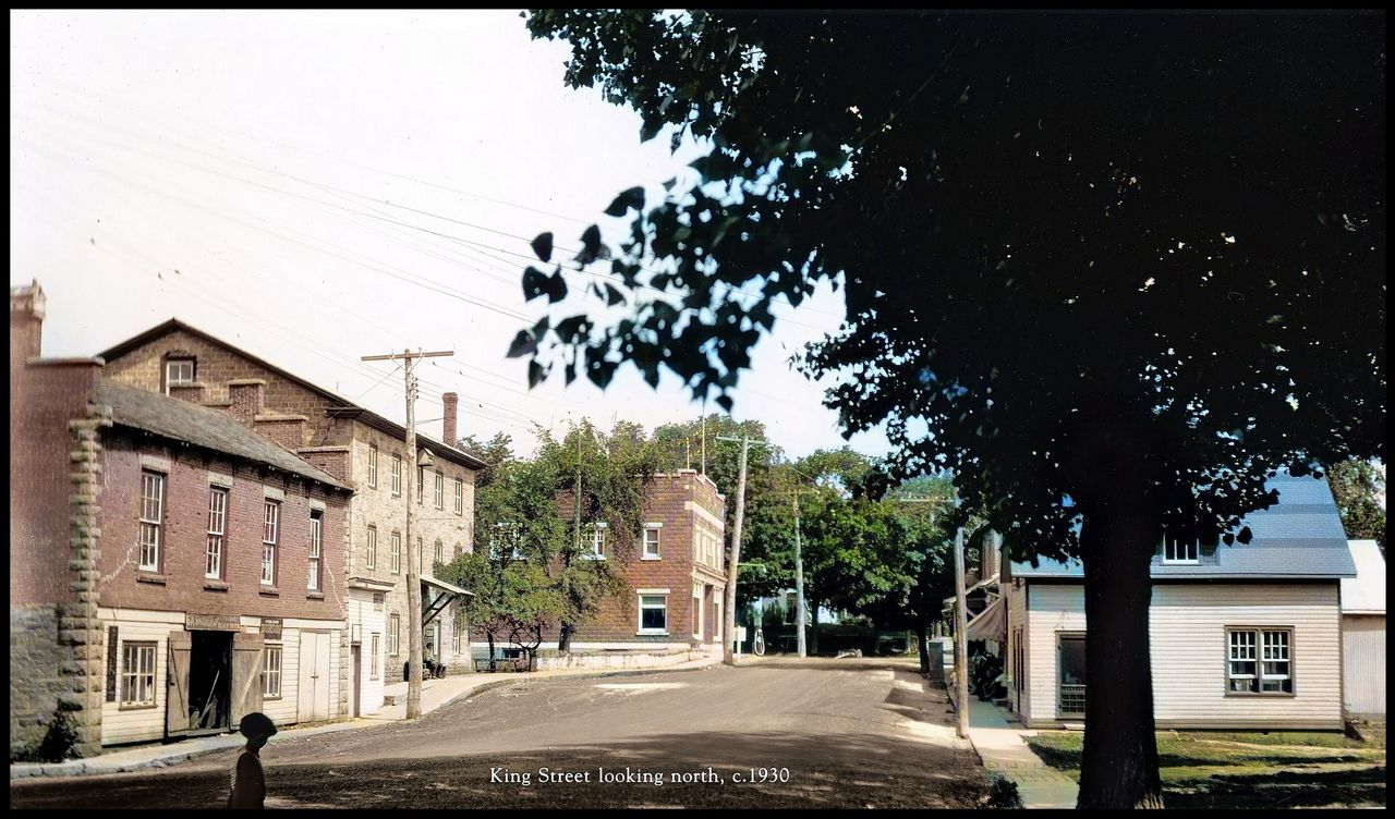 King Street looking north, Delta, c. 1930 — the village commercial district at its early-twentieth-century peak
