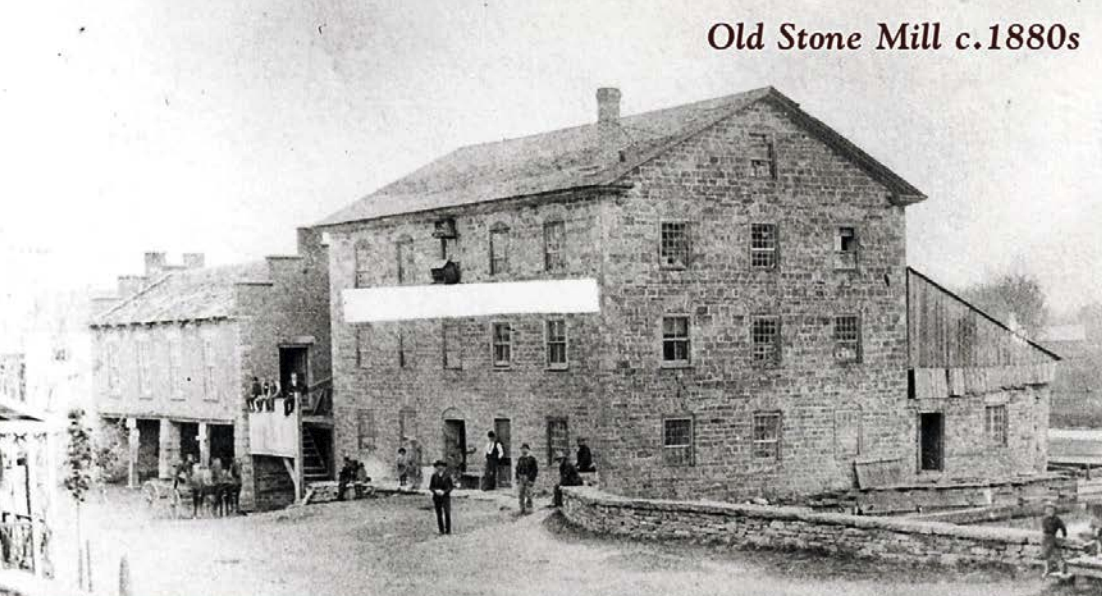 The Old Stone Mill, c. 1880s — full limestone exterior on King Street, Delta, Ontario