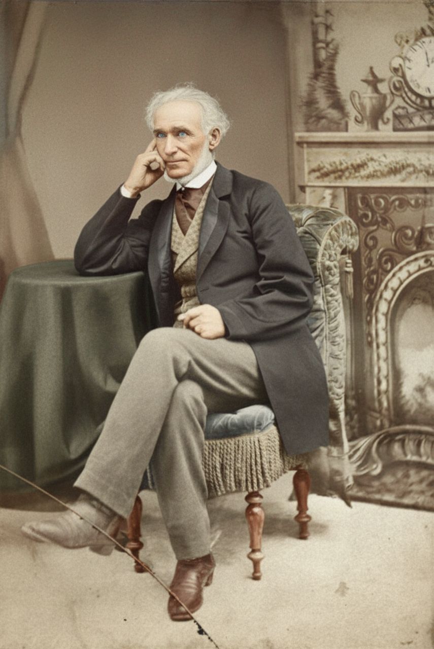 Portrait of Walter Henderson Denaut, c. 1870 — seated, the Delta merchant who transformed the mill