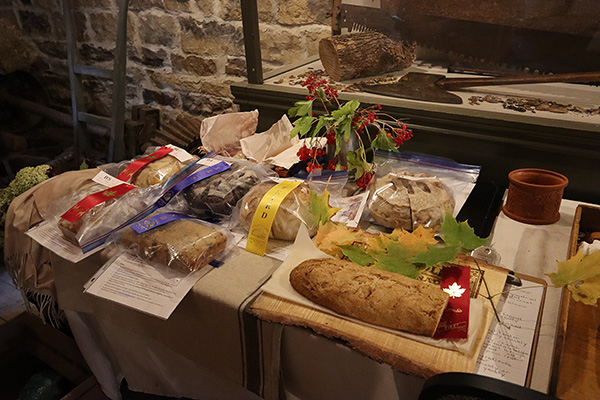 Neighbours gathered around the harvest table, sharing bread and celebration